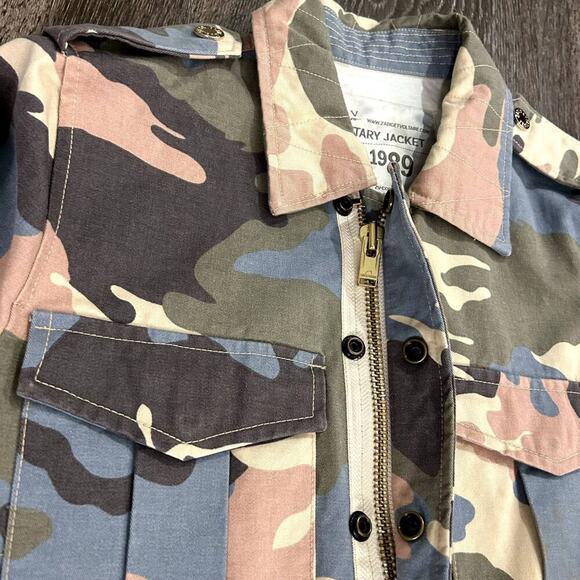 NWOT Zadig & Voltaire Kayak Pastel Camo Military Jacket Camouflage‎ Canvas Small - Picture 7 of 14